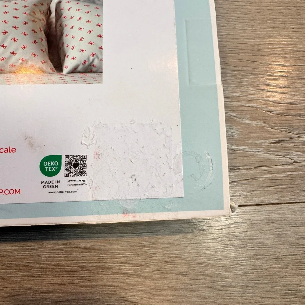 NIB Cath Kidston Standard Pillowcase Pair Set Cotton 200 Thread Bow Ruby‎ Sage